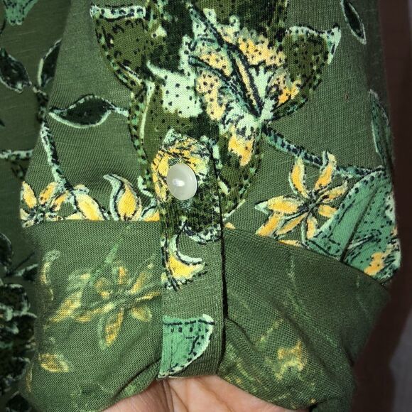 Style & Co XL Cotton Green Gold Pullover Henley with Roll Up Sleeves - Picture 10 of 12